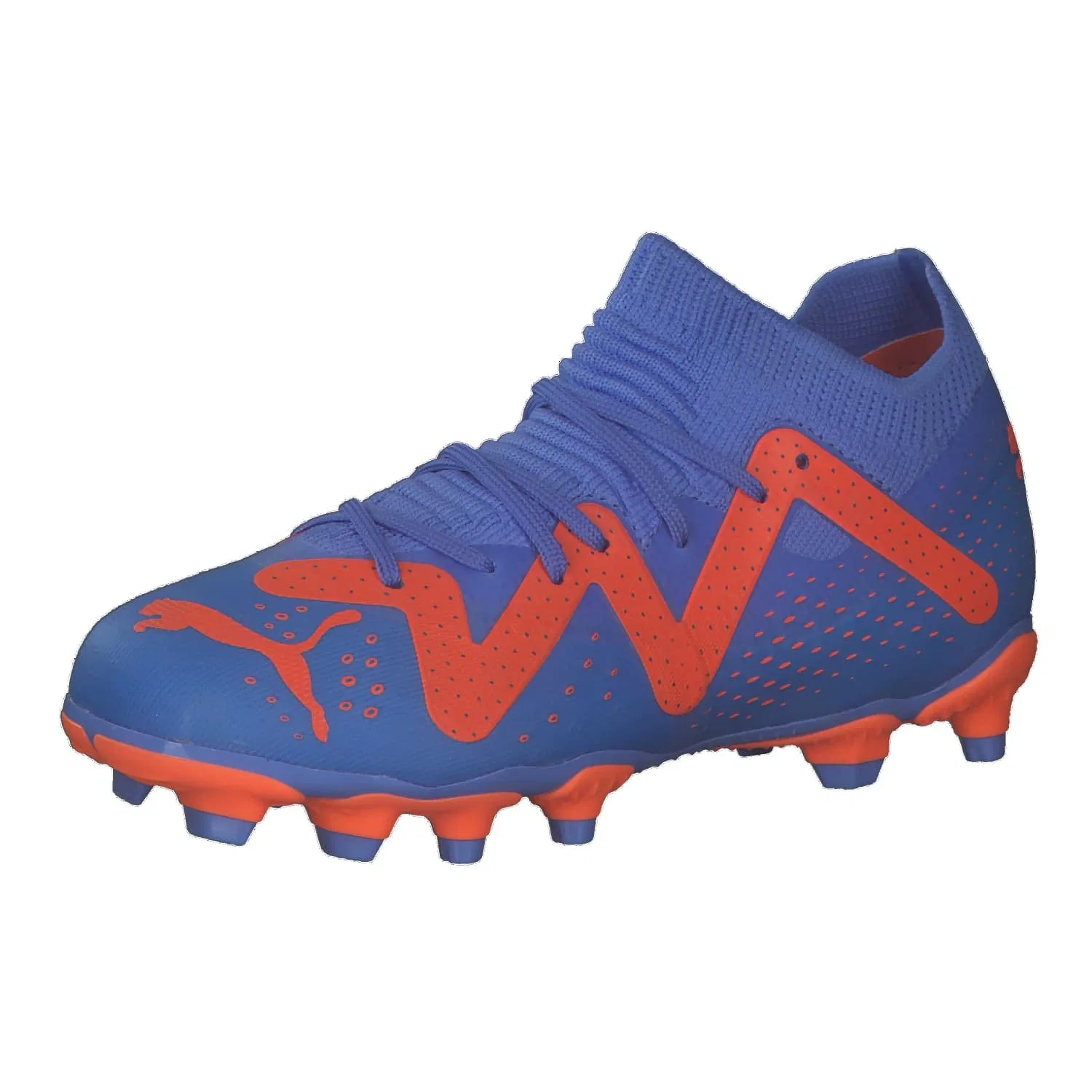 Детские футбольные бутсы с технологией FUZIONFIT360 Future Match Fg/Ag Jr PUMA, Blue Glimmer PUMA White Ultra Orange