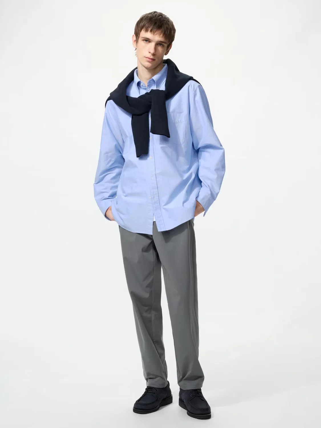 Спортивные брюки Uniqlo, зауженный крой удлиненной длины, серый