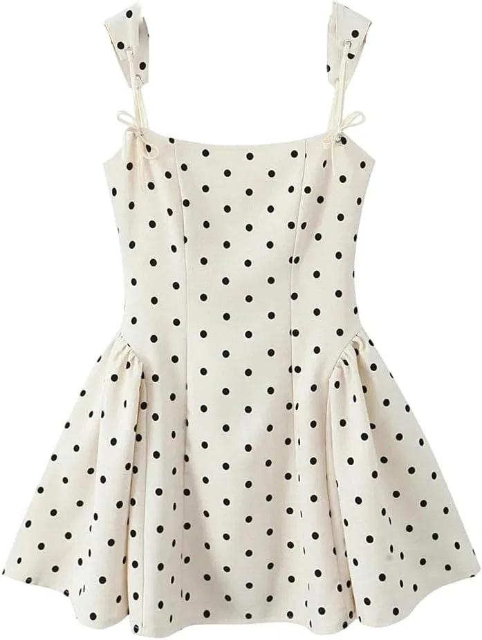 Женское платье с галстуком-бабочкой Polka Bow Strap Swing, 1