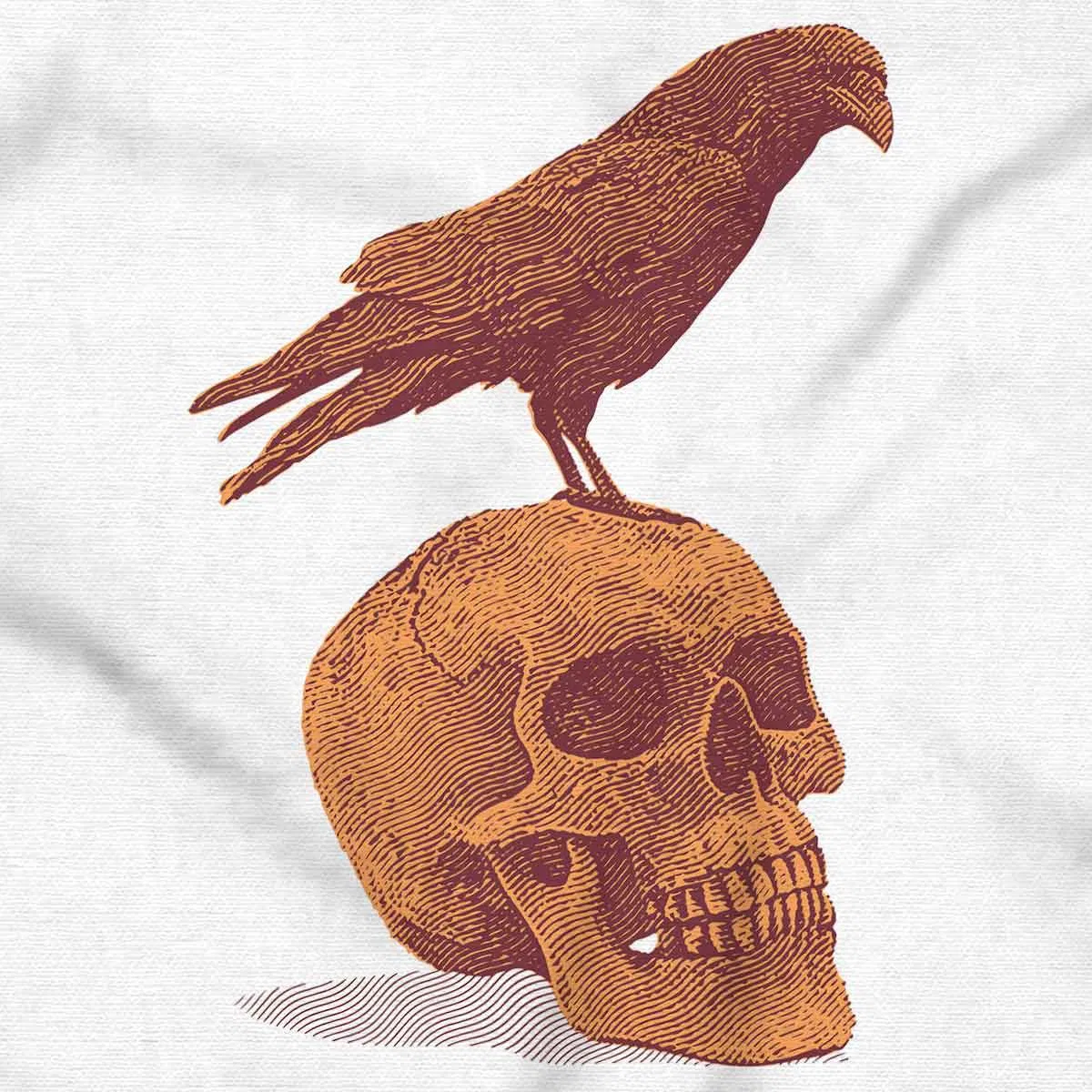 Детское боди-комбинезон с длинным рукавом Gothic Crow Raven Sitting on Skull Brisco Brands, White — фото 2