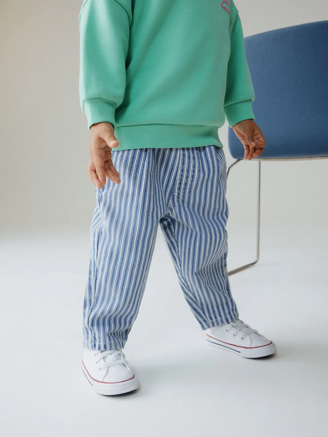 Джинсы Barrel Fit Next, Blue/White Stripe — фото 2