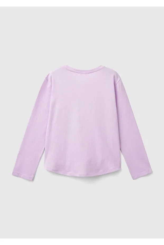Детское платье-свитшот для девочек с принтом Benetton, Purple — фото 2