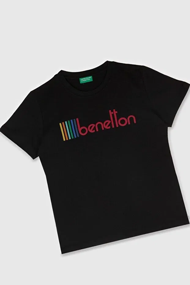 Детская футболка для мальчиков с коротким рукавом Benetton, Black — фото 2
