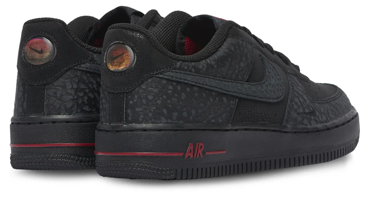 Детские кроссовки для мальчиков с кожаным верхом Air Force 1 Low Nike, черный/серый/красный — фото 3