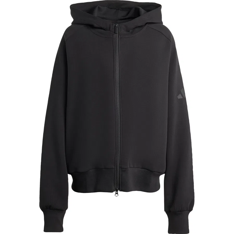 Женский худи с капюшоном и молнией Soft Lux Full-Zip adidas, Черный — фото 3