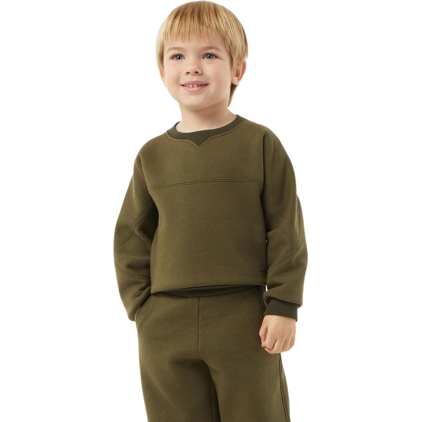 Детский свитшот с круглым вырезом Moderate, Loro Piana, Forest Green — фото 4