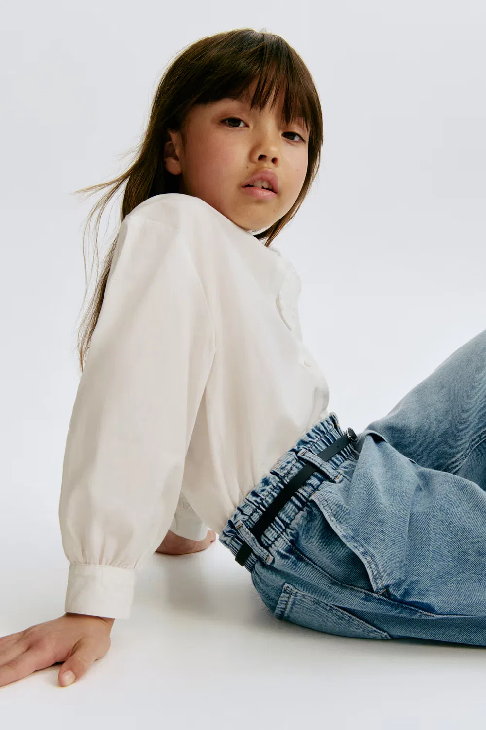 Джинсы с широкими штанинами и поясом-кулиской H&M, Denimblau — фото 3