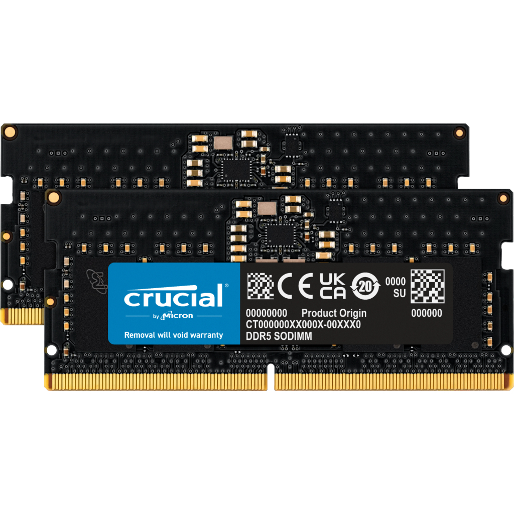 

Модуль памяти Crucial 16 Гб (2x8 Гб), 4800 МГц, DDR5, CT2K8G48C40S5, черный