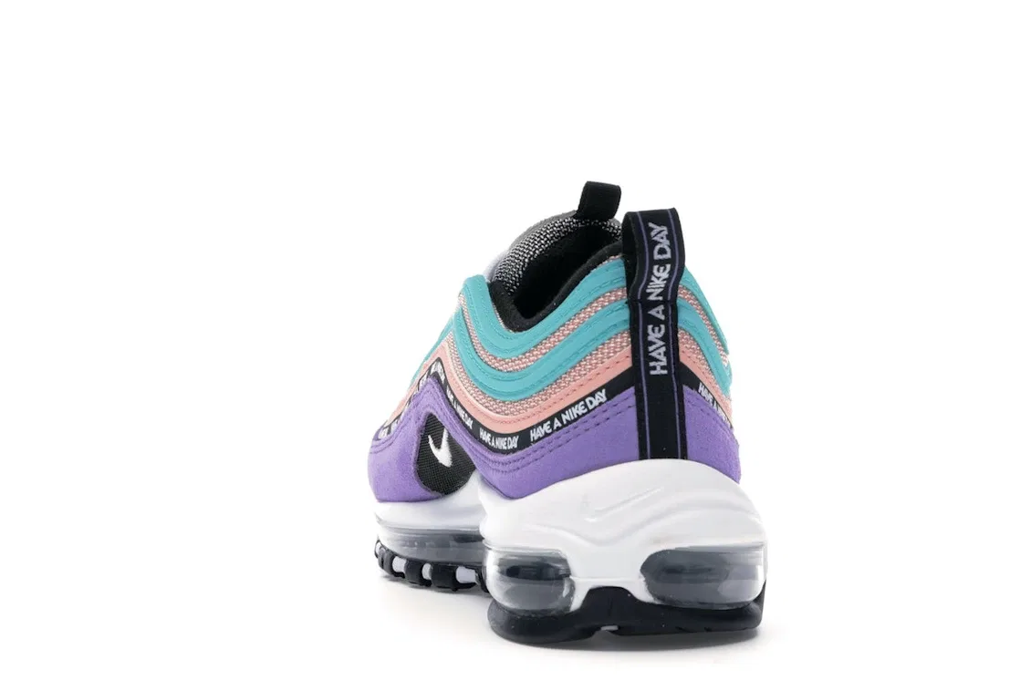 Детские кроссовки с многоцветным верхом Nike Air Max 97 Have a Nike Day, Space Purple/White-Black-Bleached Coral — фото 4