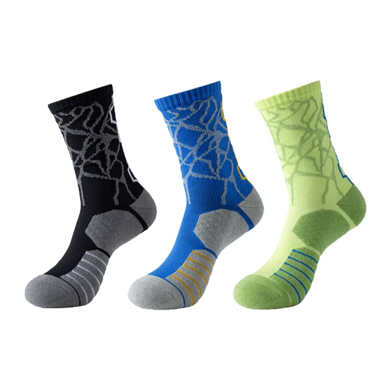 Детские баскетбольные носки, набор из 3 пар, Black Blue Green, MIIOW