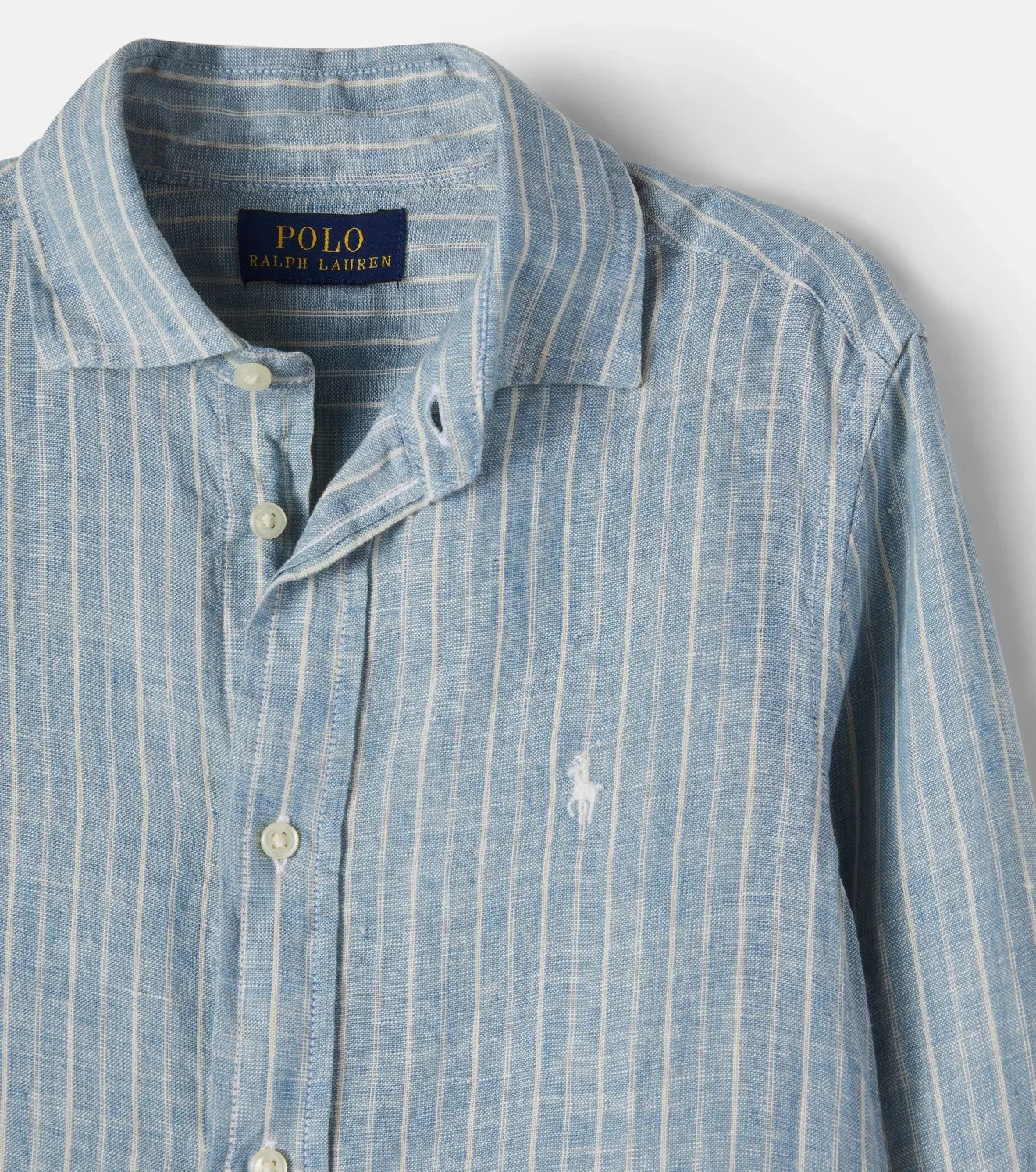 Льняная рубашка с длинным рукавом Polo Ralph Lauren Kids, синий — фото 3