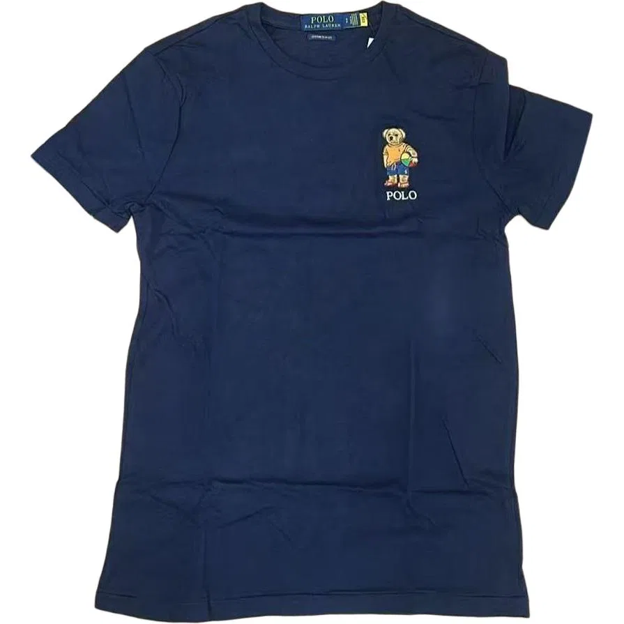 Мужская футболка с принтом Polo Bear Marine Blue Crew Neck Moderate Straight Fit Polo Ralph Lauren, Marine Blue