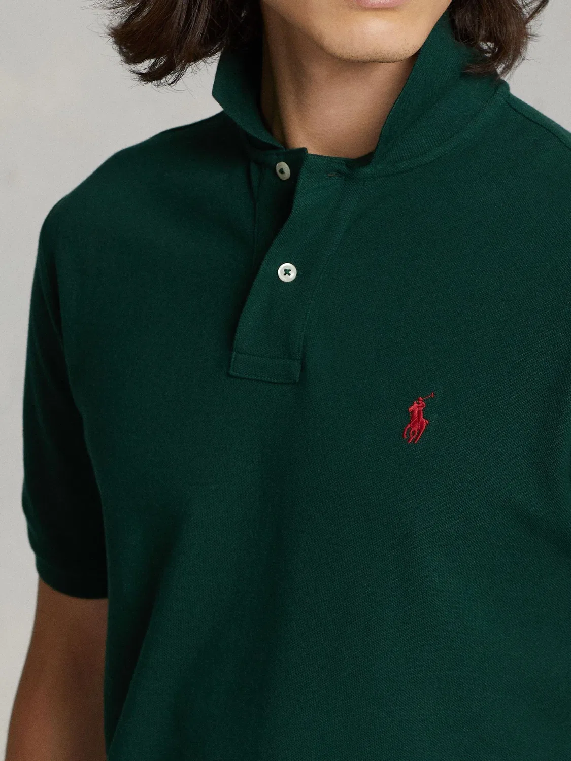 Поло, хлопковое, модель College Polo Ralph Lauren, зеленый — фото 4
