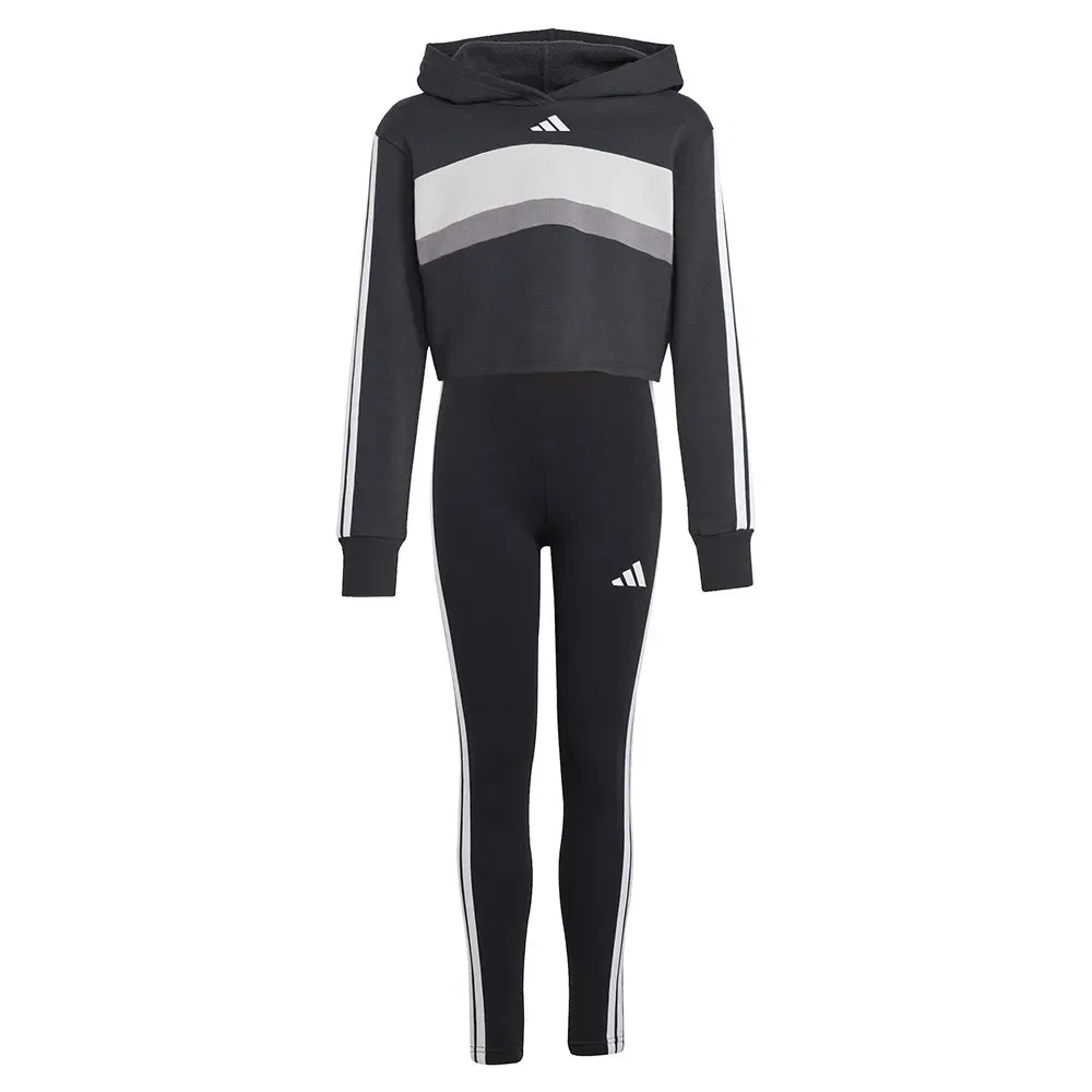 Детский спортивный костюм для девочек из футера Tiberio 3 Stripes Adidas, Black — фото 3