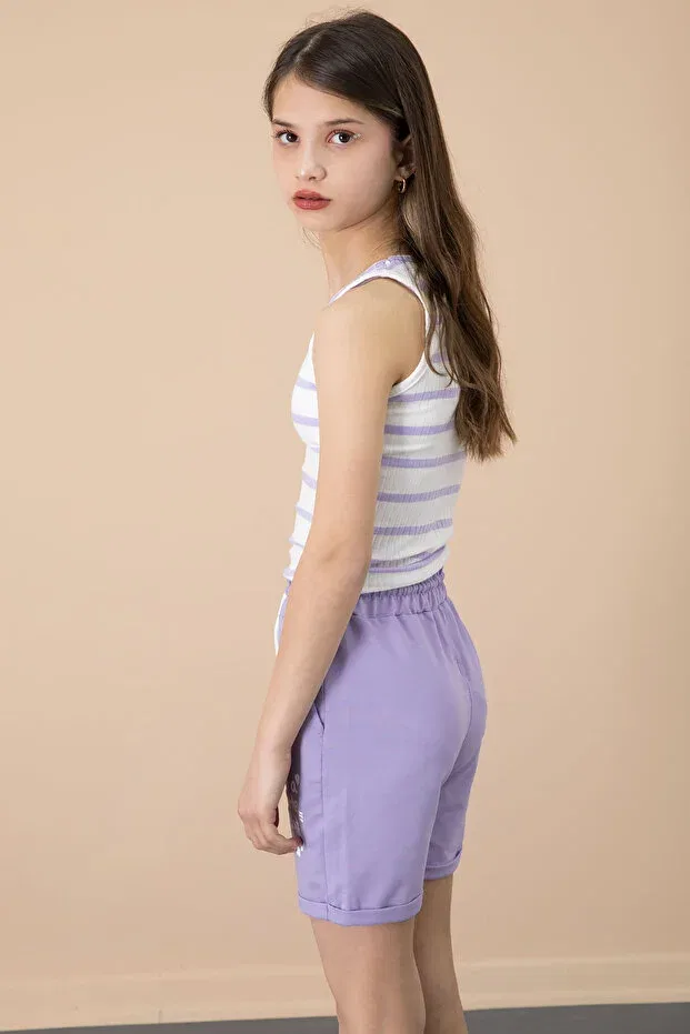 Детские шорты для девочек с принтом Cansın Mini, Lilac — фото 4