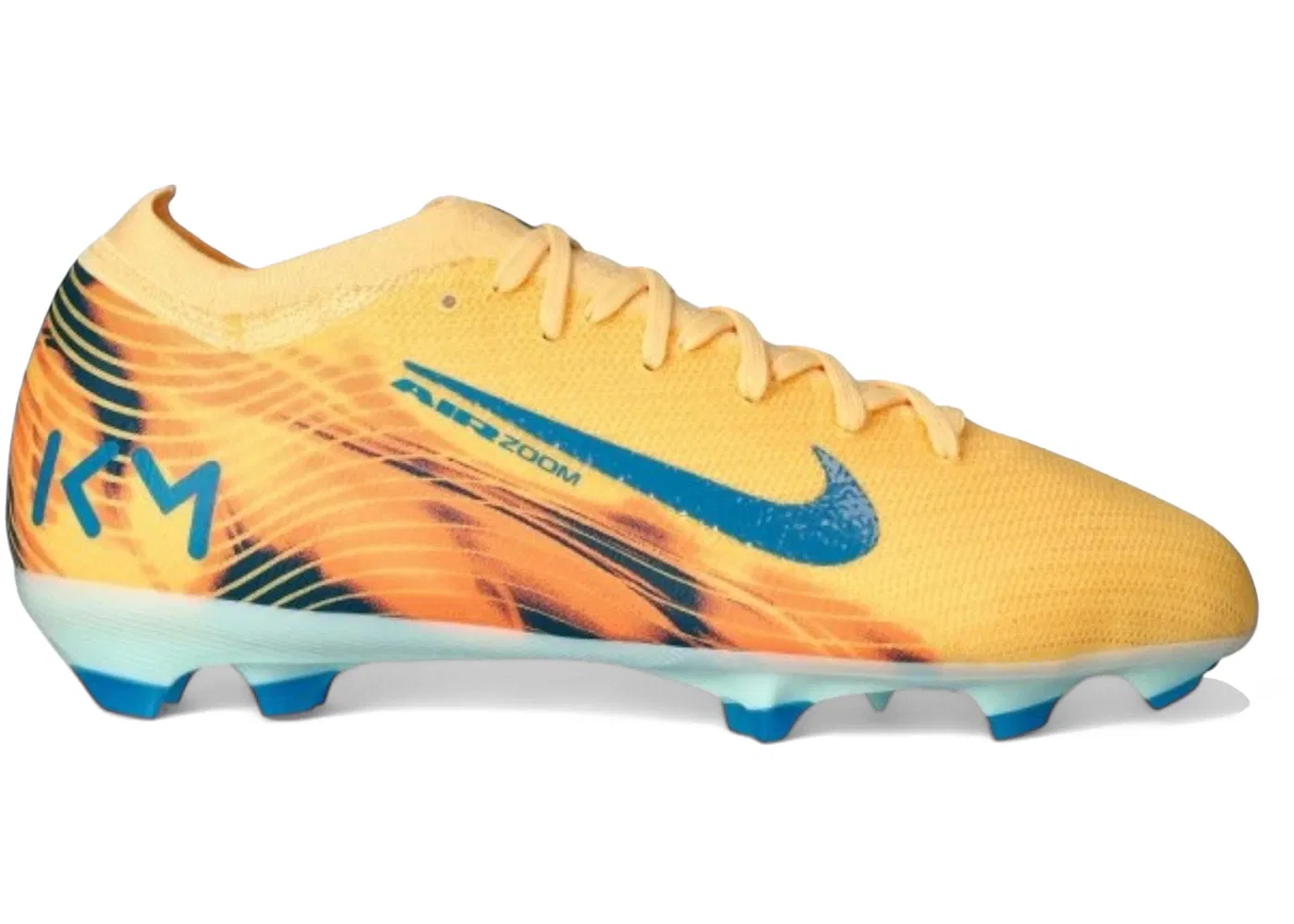 Детские бутсы Kylian Mbappé Nike Zoom Mercurial Vapor 16 Pro FG, Melon Tint/Igloo/Neo Turquoise