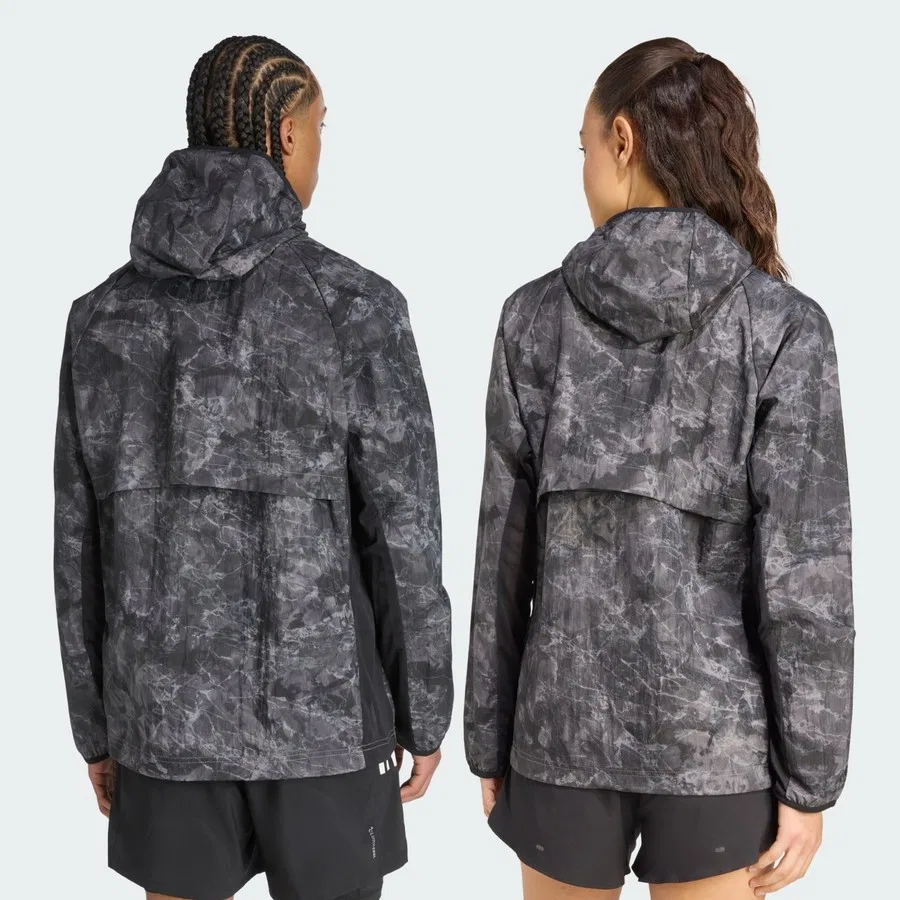 Мужской спортивный свитшот с капюшоном Own The Run Spray Dye Unitefit adidas, Серо-черный — фото 2