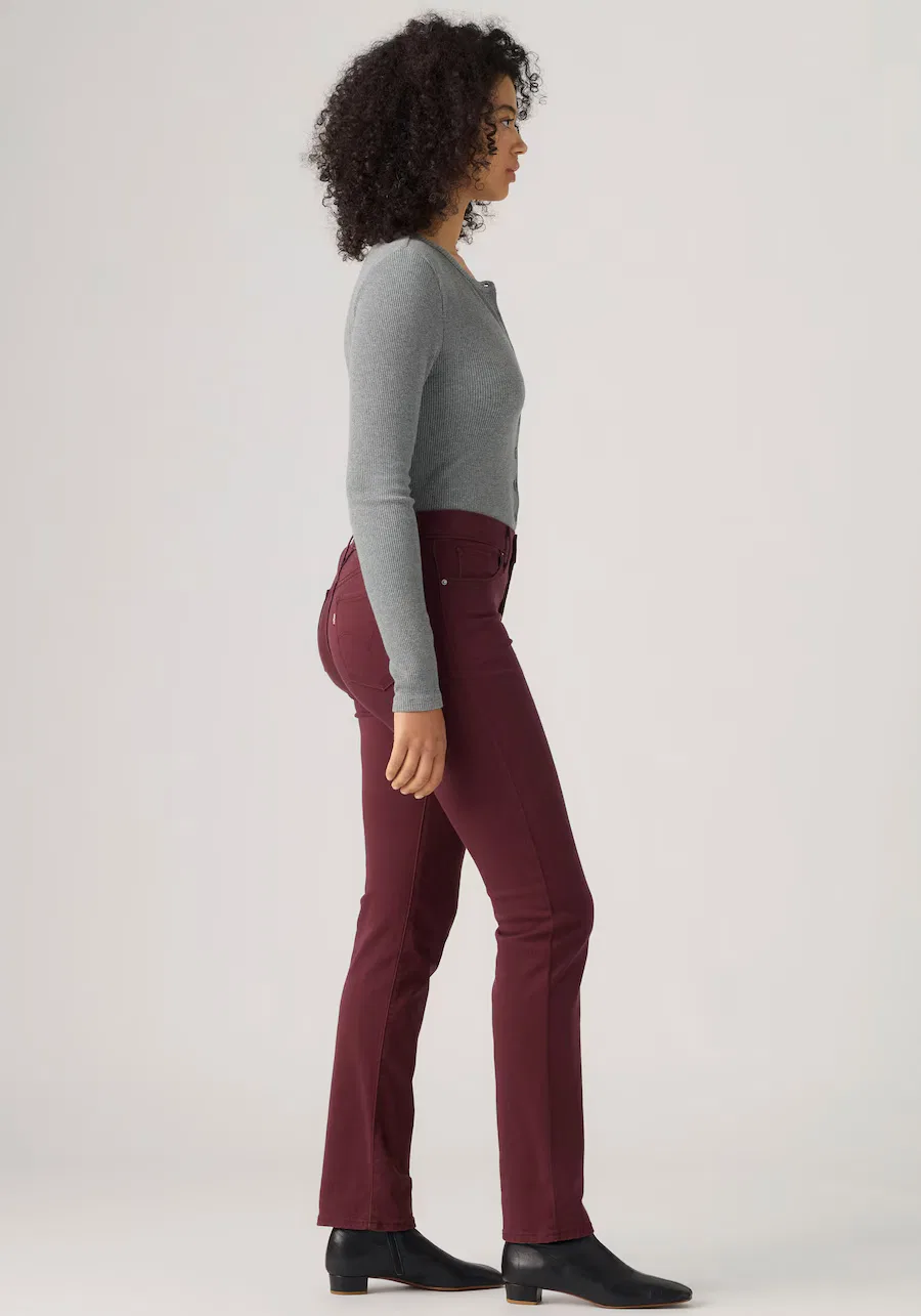 Джинсы LEVI'S Slim fit '314 Shaping Straight' бордового цвета — фото 3