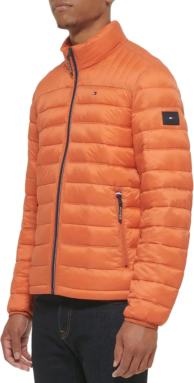 Мужская куртка-пуховик с вышивкой Tommy Hilfiger, жжёно-оранжевый — фото 3