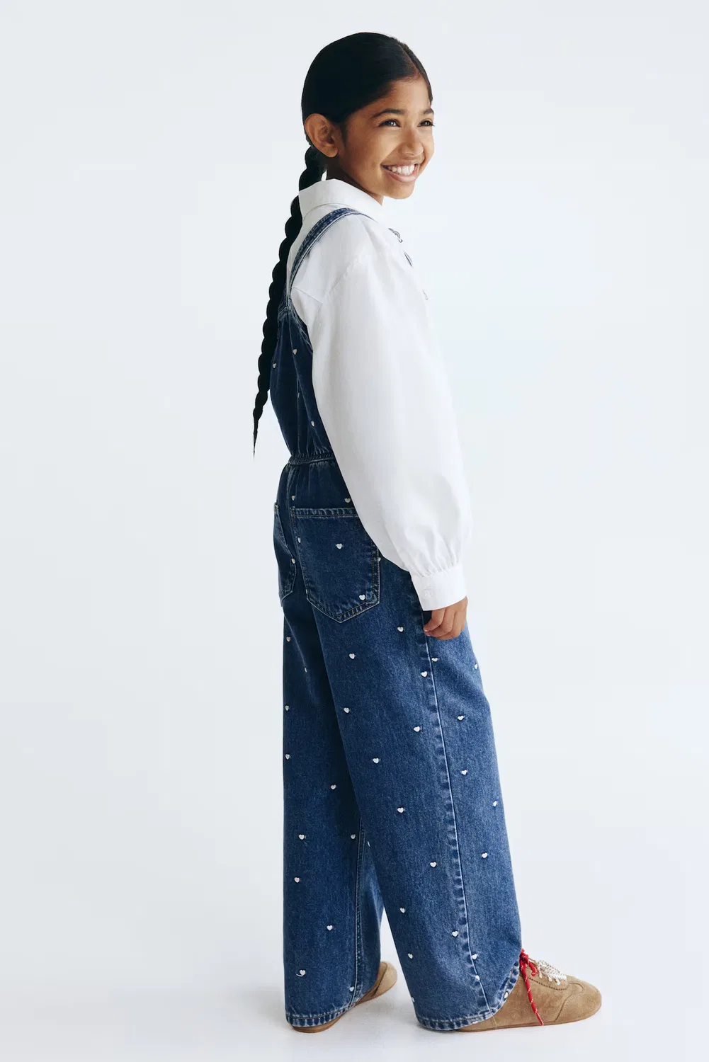 Джинсовый комбинезон с узором H&M, Dunkelblau/Herzen — фото 3