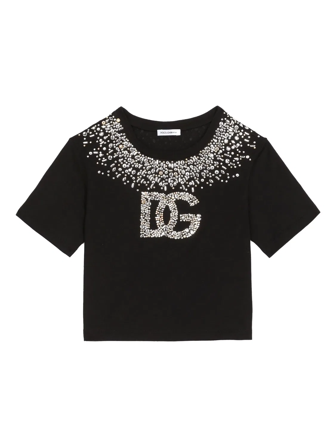 Футболка с ринestones от Dolce & Gabbana, черный