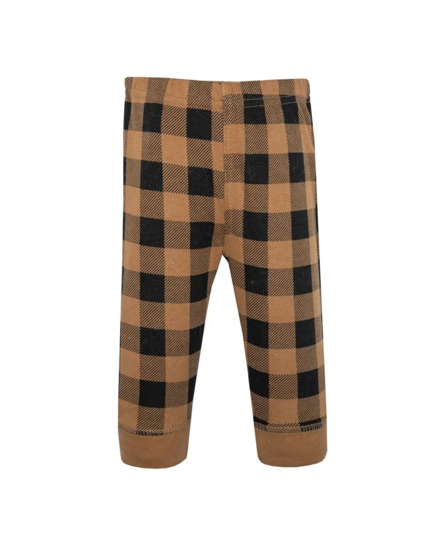 Детские хлопковые штаны и леггинсы с принтом, модель Plaid Hudson Baby, Brown Black Plaid — фото 4