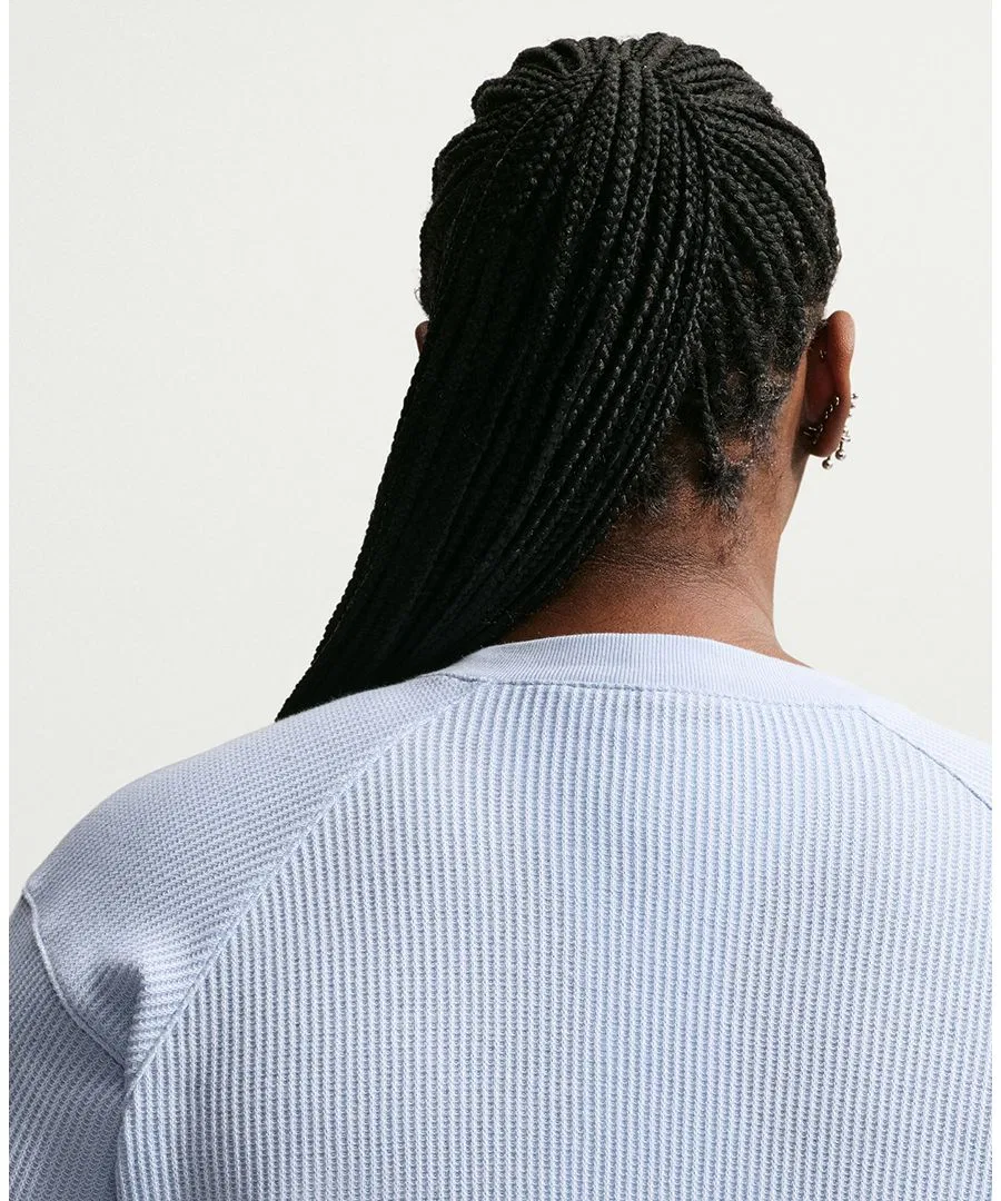 Топ-лонгслив оверсайз с хенли-вырезом Nike Sportswear Chill Waffle Plus Size, Hydrogen Blue Sail — фото 4