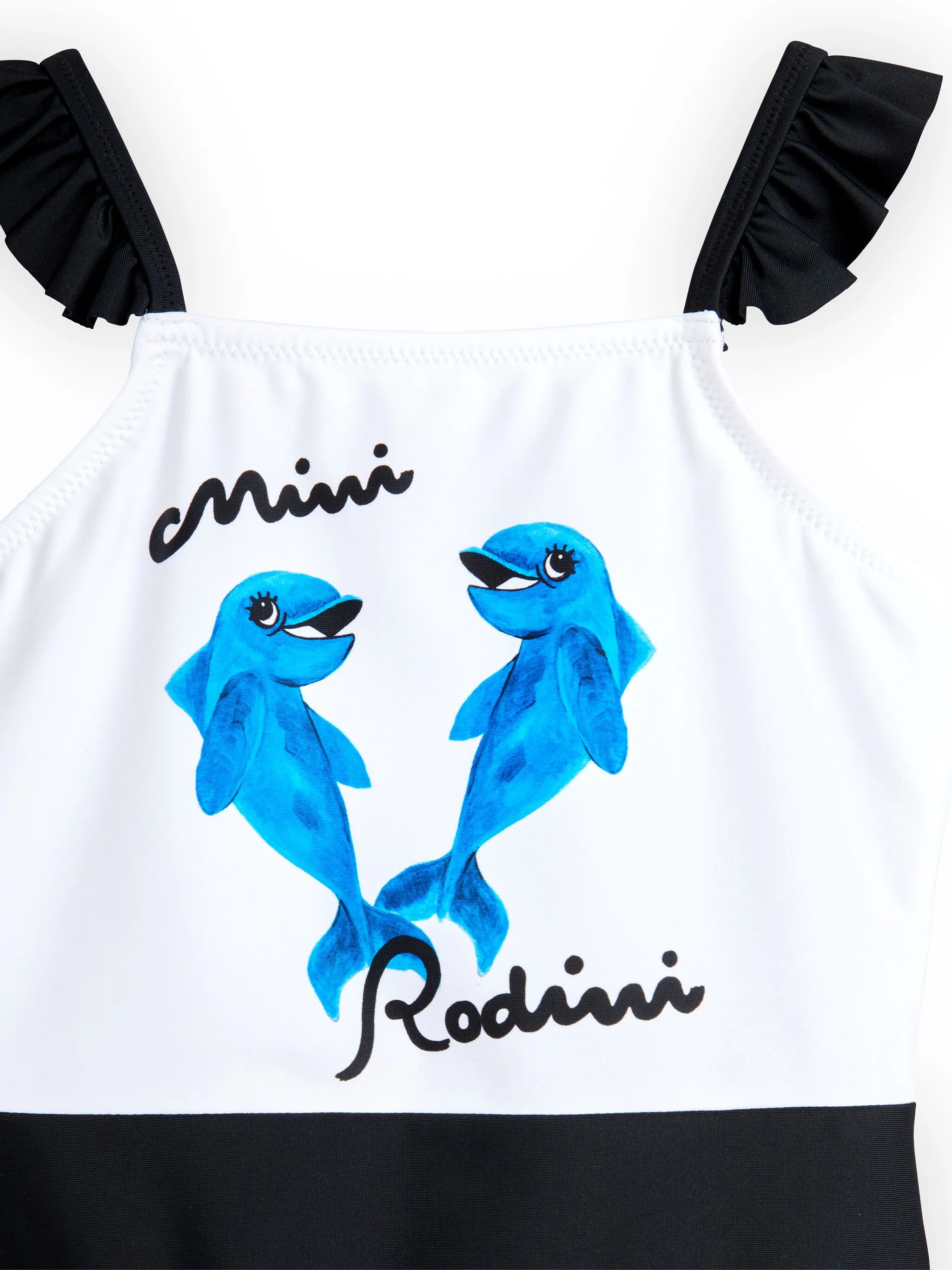 Купальник с оборками и принтом Dolphin Mini Rodini, черный — фото 3