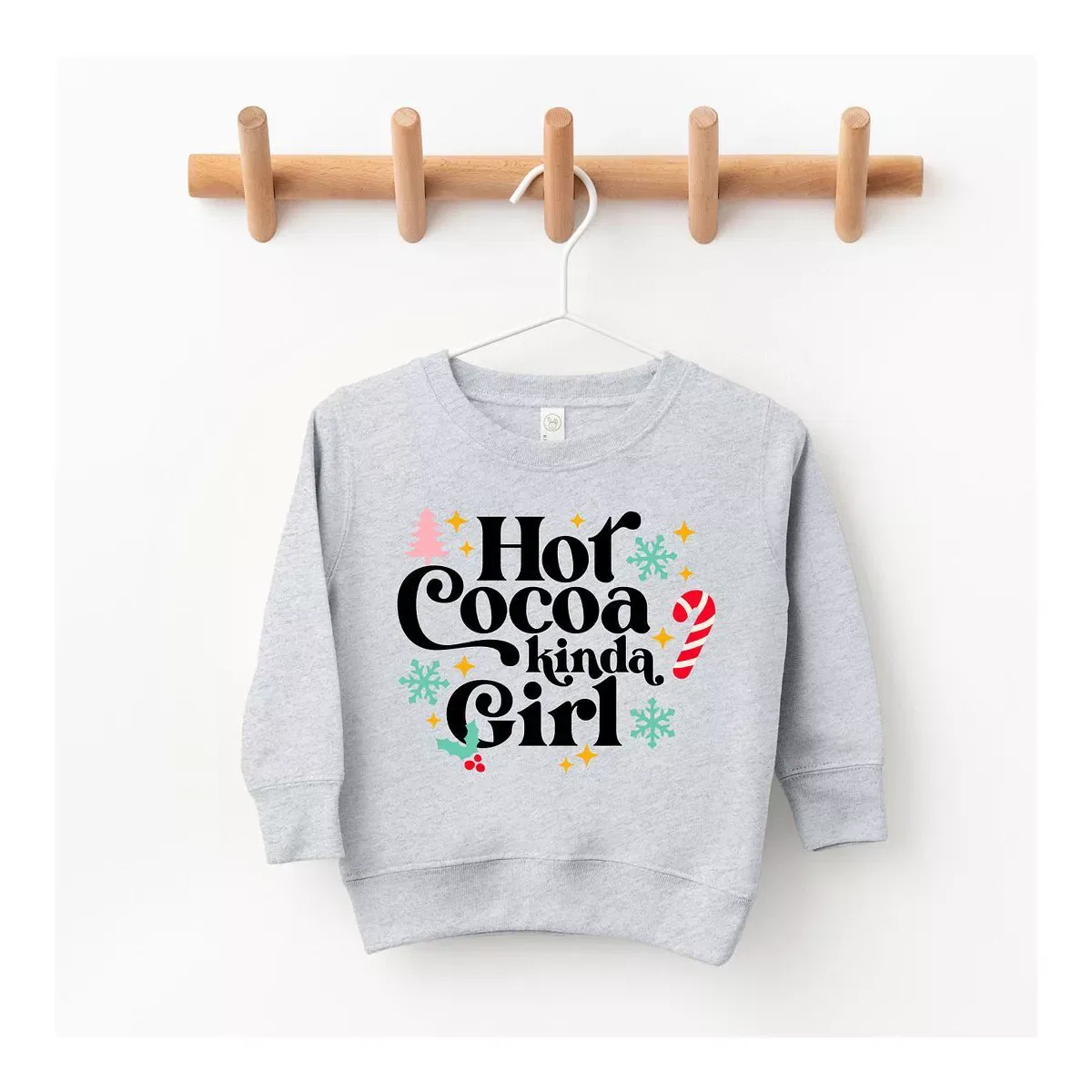 Детский свитшот для девочек с принтом Hot Cocoa Kinda Girl The Juniper Shop, Heather Grey