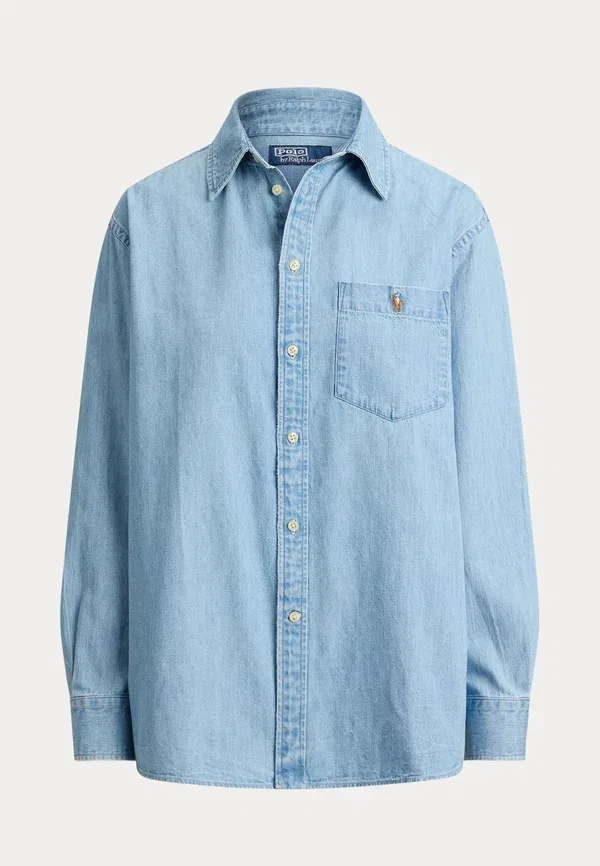 Джинсовая блуза 100% хлопок Lightweight denim shirt Polo Ralph Lauren, Sumter Wash — фото 4