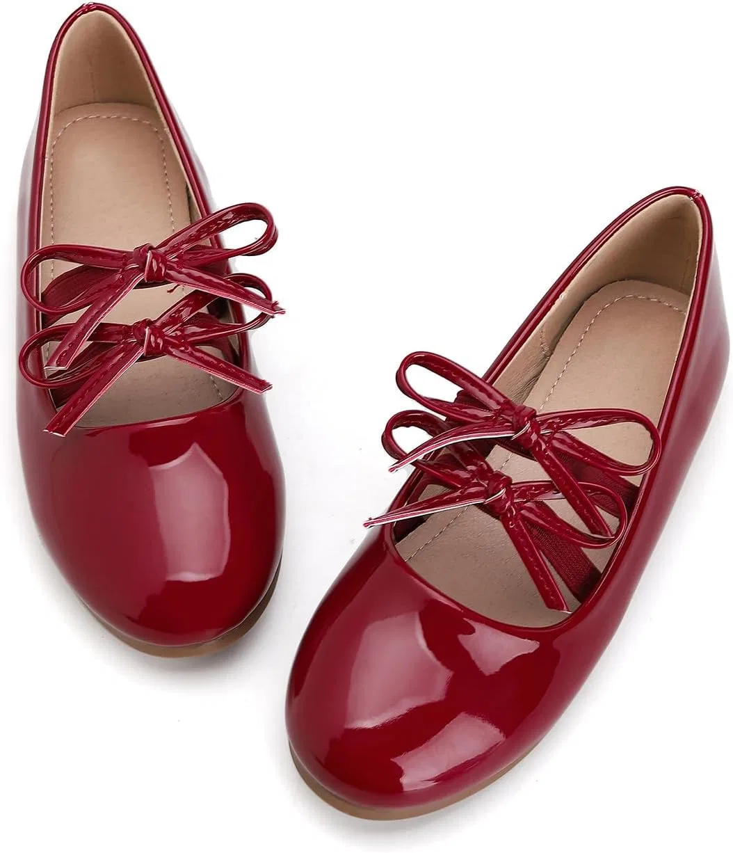 Детские балетки Мэри Джейн для девочек Wxiaoduu, Wine Red