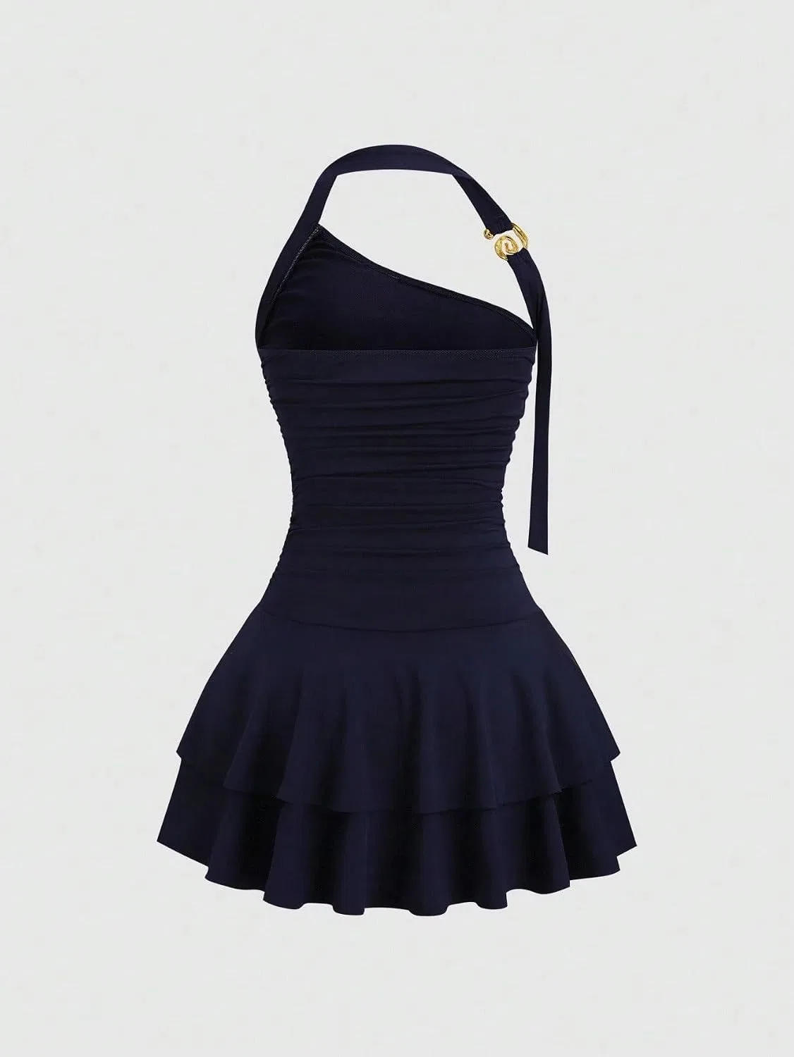 Женское повседневное платье миди без рукавов с открытой спиной, Navy Blue — фото 3