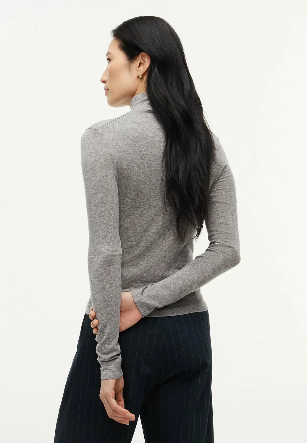 Мягкий облегающий топ с воротником-стойкой и длинными рукавами Tommy Hilfiger, Medium Grey Heather — фото 3