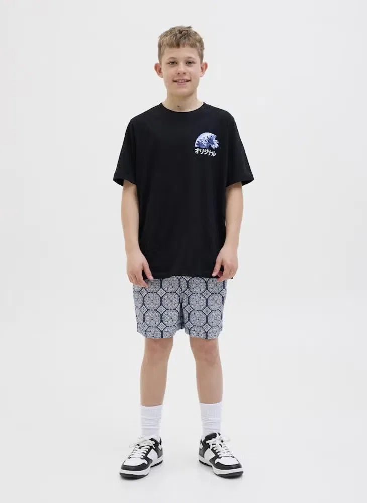 Шорты детские с принтом Jack & Jones Junior, синий — фото 4