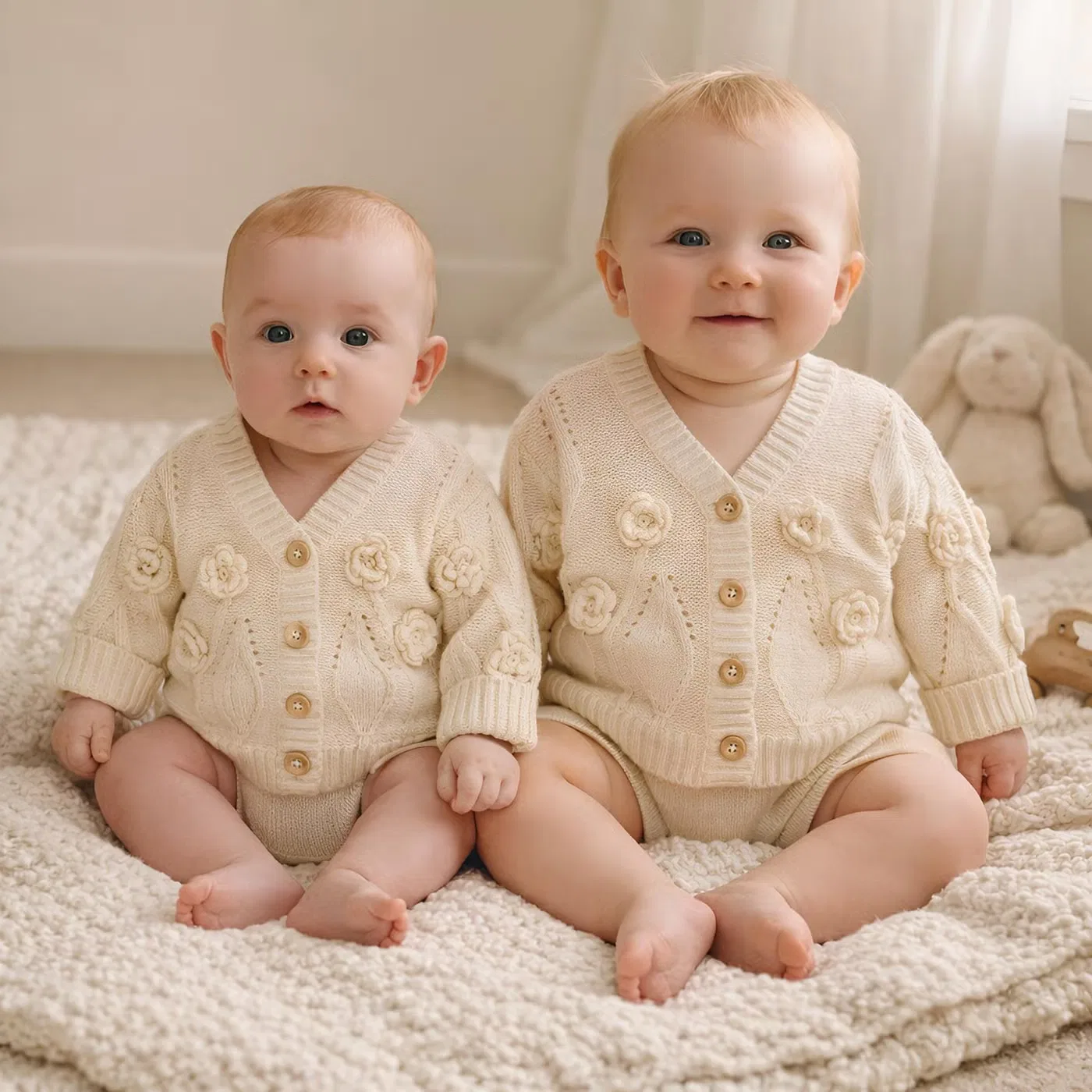 Кардиган детский вязаный с цветочной вышивкой Bloomknit