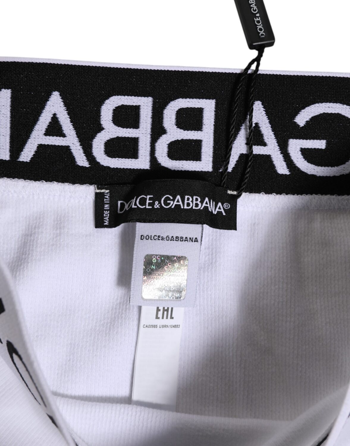 Белые хлопковые эластичные трусики с высокой талией Dolce & Gabbana, белый — фото 3