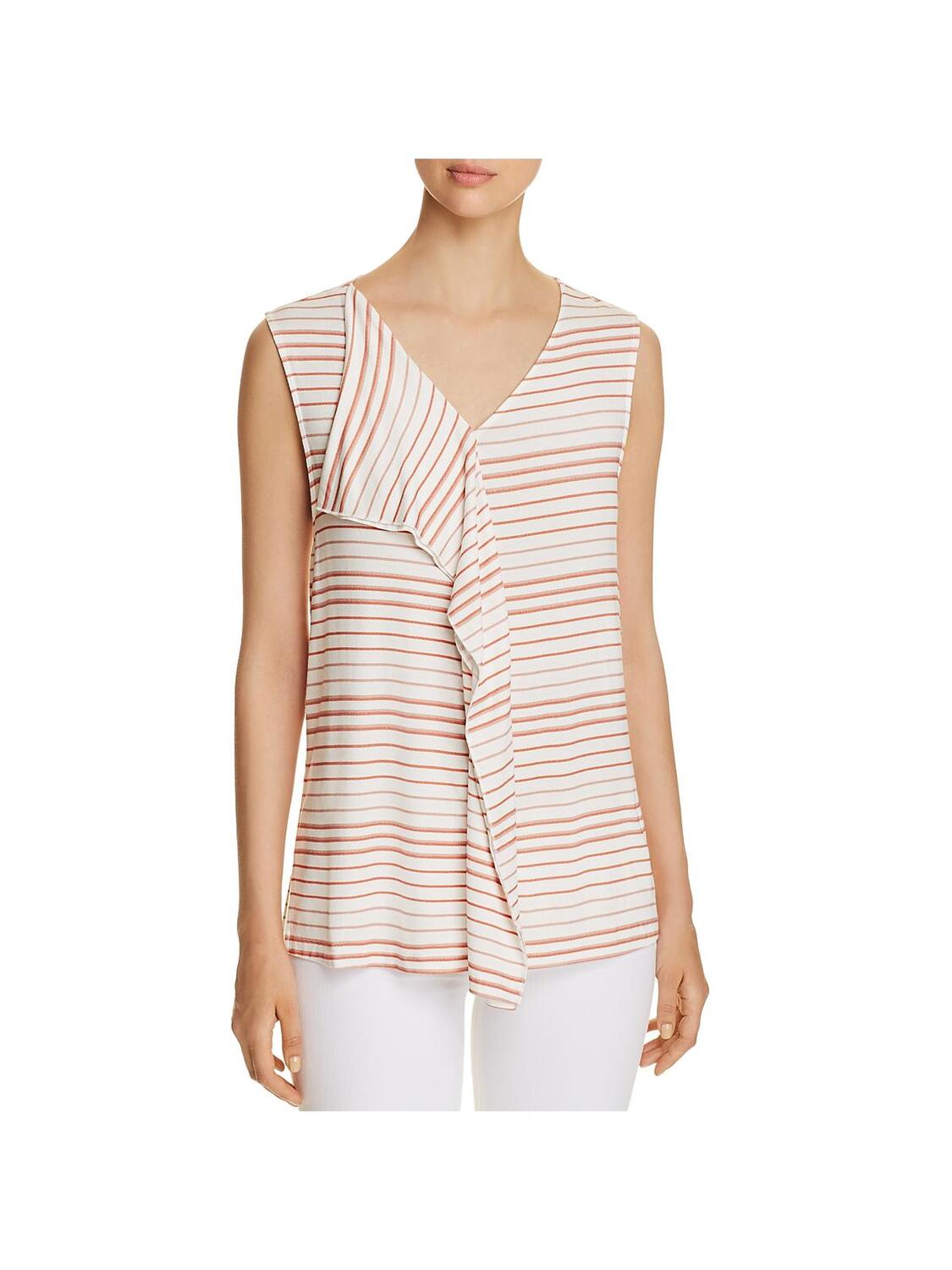 

Женская полосатая майка с рюшами Donna Karan, цвет Summer Cools