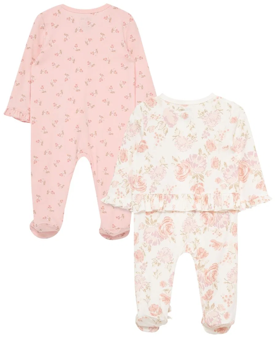 Комплект из 2 детских ползунков с длинным рукавом Little Me, Pink Floral — фото 2