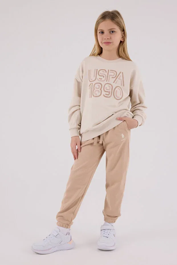 Детский комплект для девочек с вышивкой Licensed U.S. Polo Assn., Beige