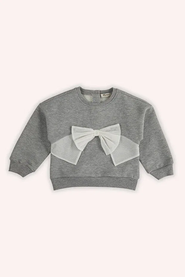 Детское худи для девочек с бантом Panço, Grey-Melange