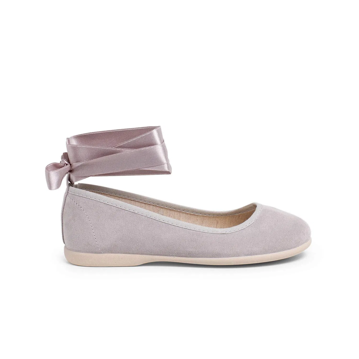 Детские балетки для девочек Satin Ribbons Strap Closure Pisamonas, Pearl Grey