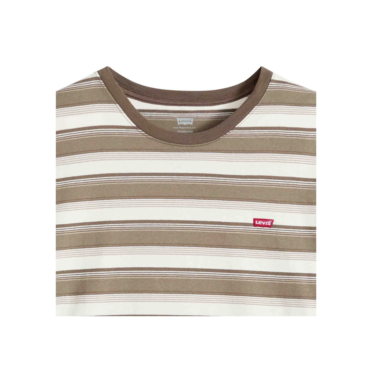 Мужская классическая хлопковая футболка Levi's, Beige Stripe — фото 2