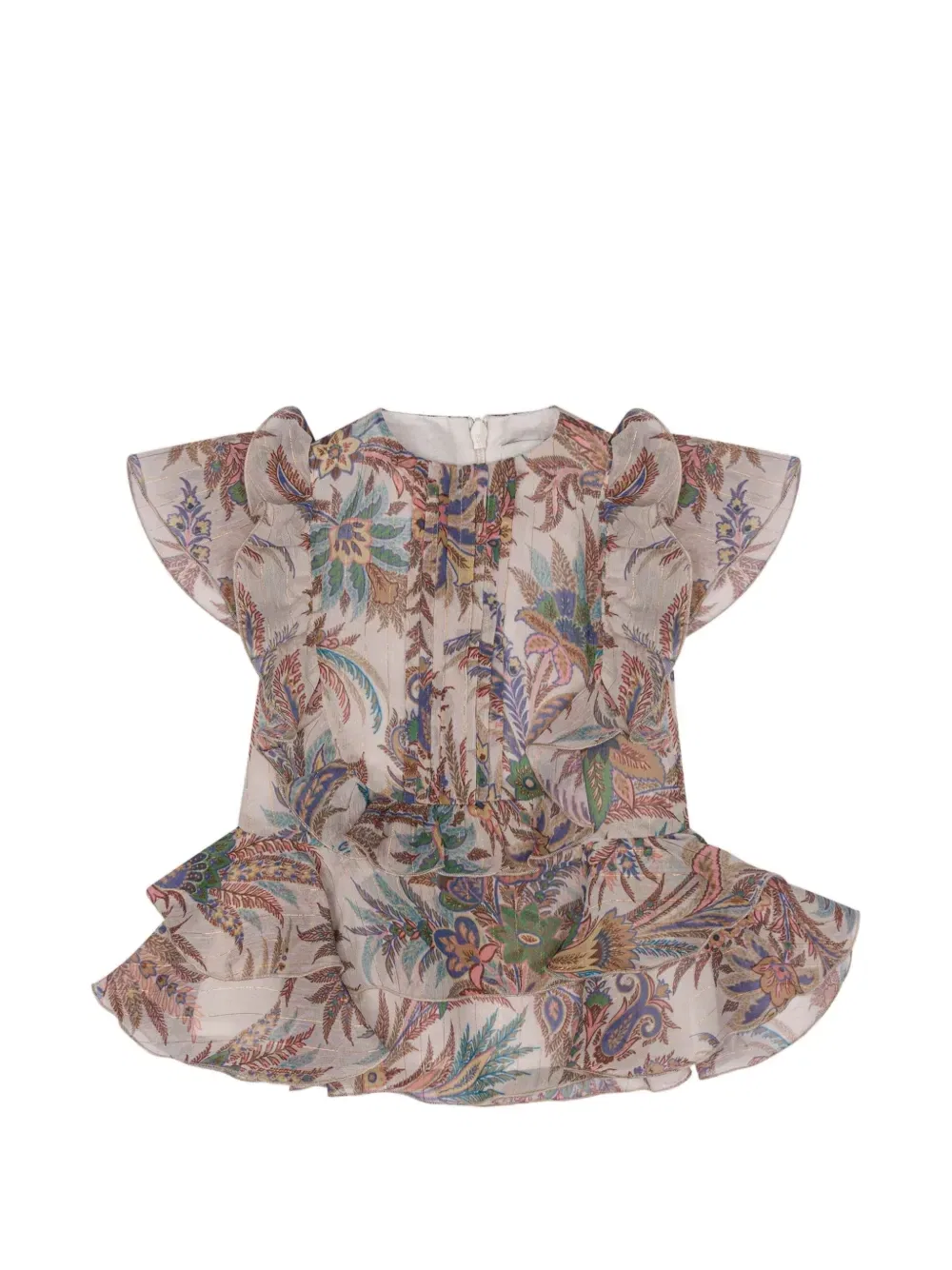 Платье из легкого крепона с оборками Etro Kids, бежевый
