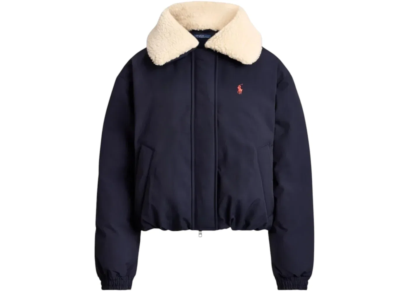 Женский матовый стеганый пуховик с полиэстеровым наполнением Polo Ralph Lauren, темно-синий