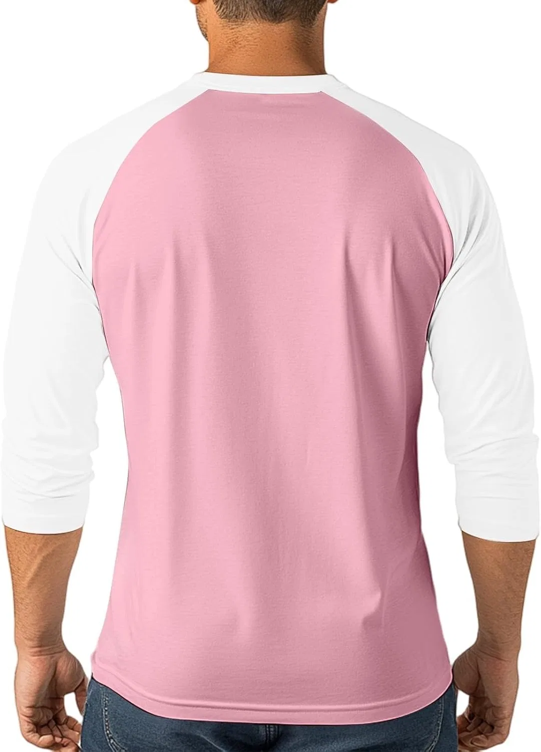 Мужская бейсбольная футболка с рукавом 3/4 Casual Raglan, Pink — фото 3