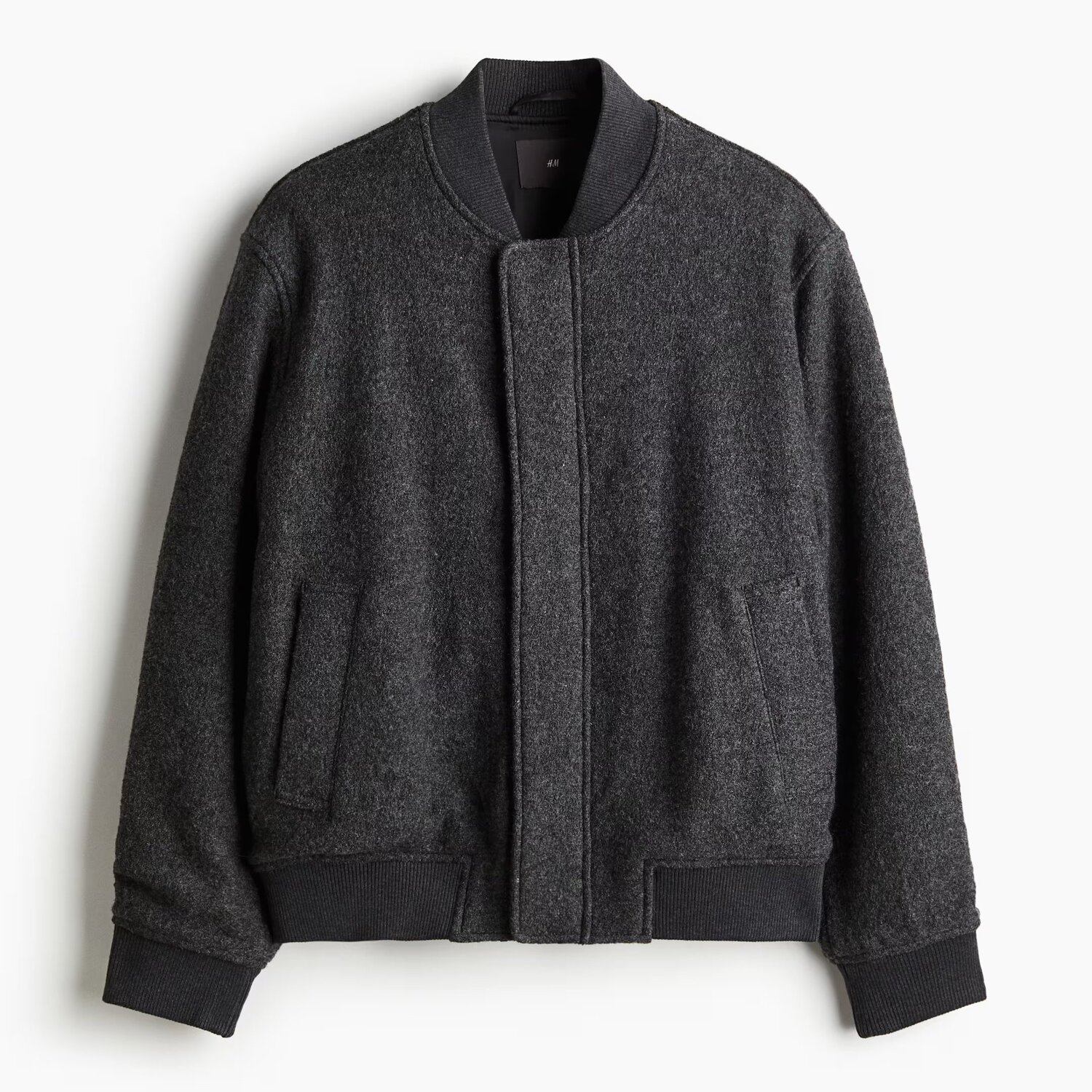 

Куртка-бомбер из шерсти H&M A/W 2024 Regular Fit, темно-серый