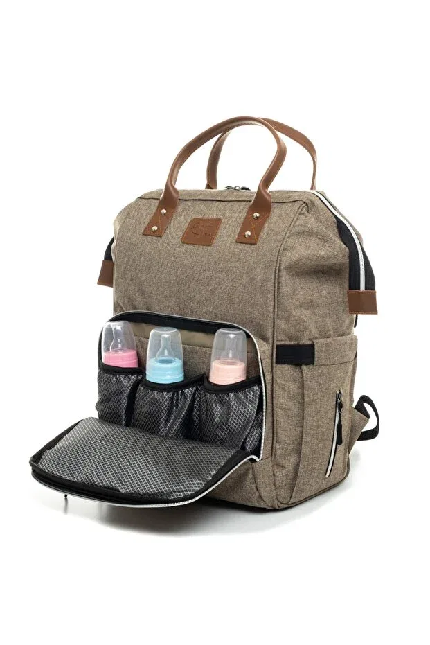 Детский комплект одежды для новорожденных хлопковый Luxury Baby Care Backpack Hospital Exit Swaddle and Chickpea Blanket Set Beyaz Bebek, Beige-Somon — фото 3