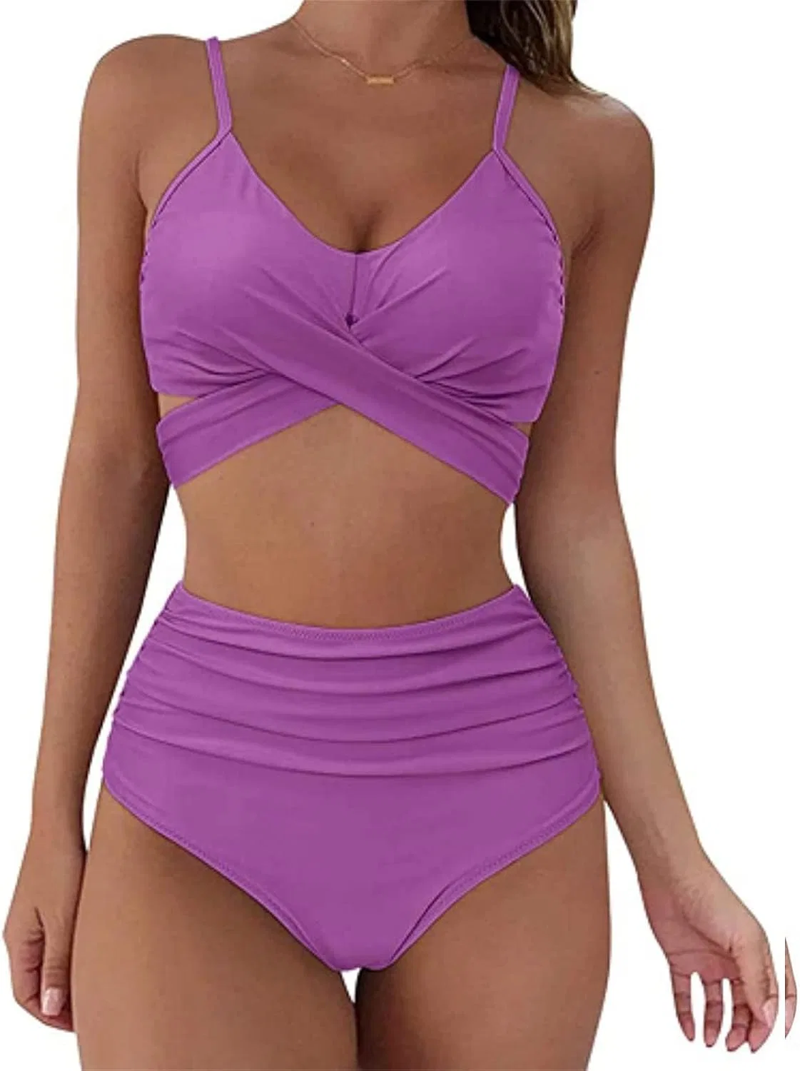 Женский бикини-комплект с цветочным принтом Wrap Bandage, Purple