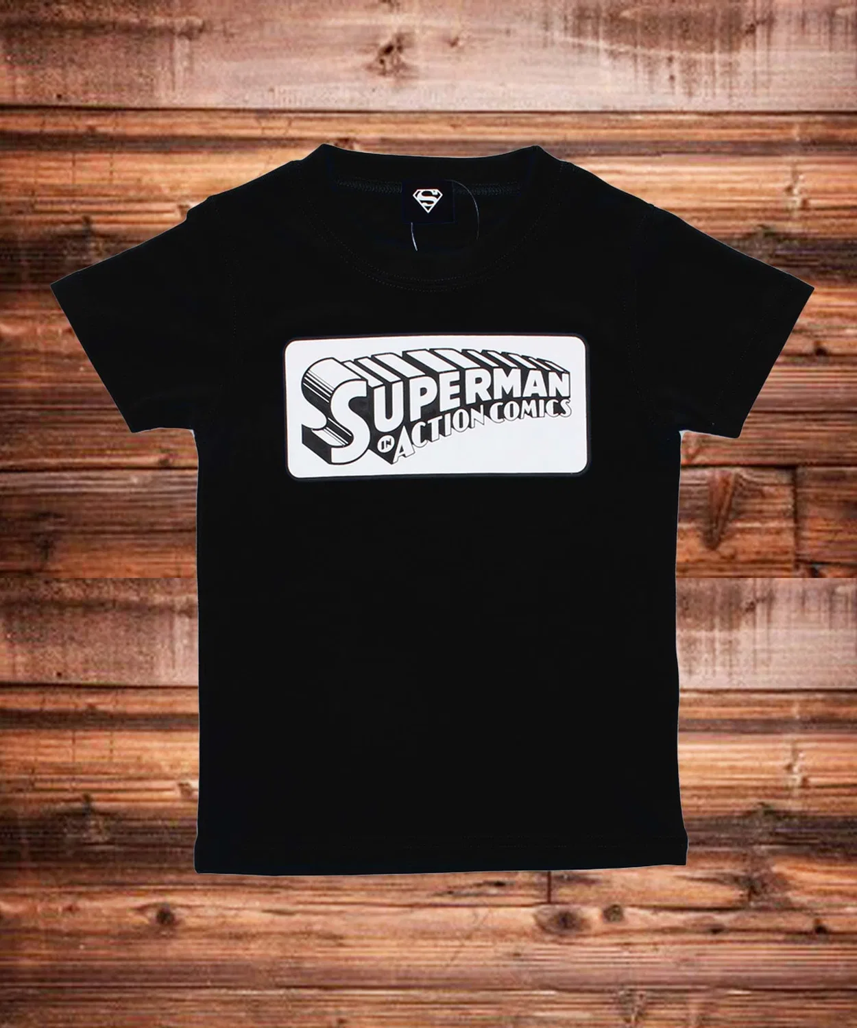 Детская футболка с принтом Superman из сухого меша, с коротким рукавом THE CASUAL, Black