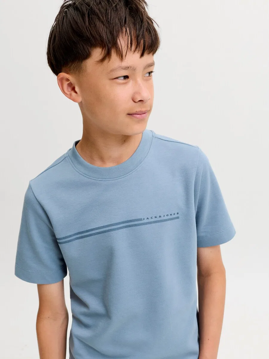 Детская футболка Jack & Jones Junior 'JCOFUSION' цвета опал, пыльно-голубой — фото 4